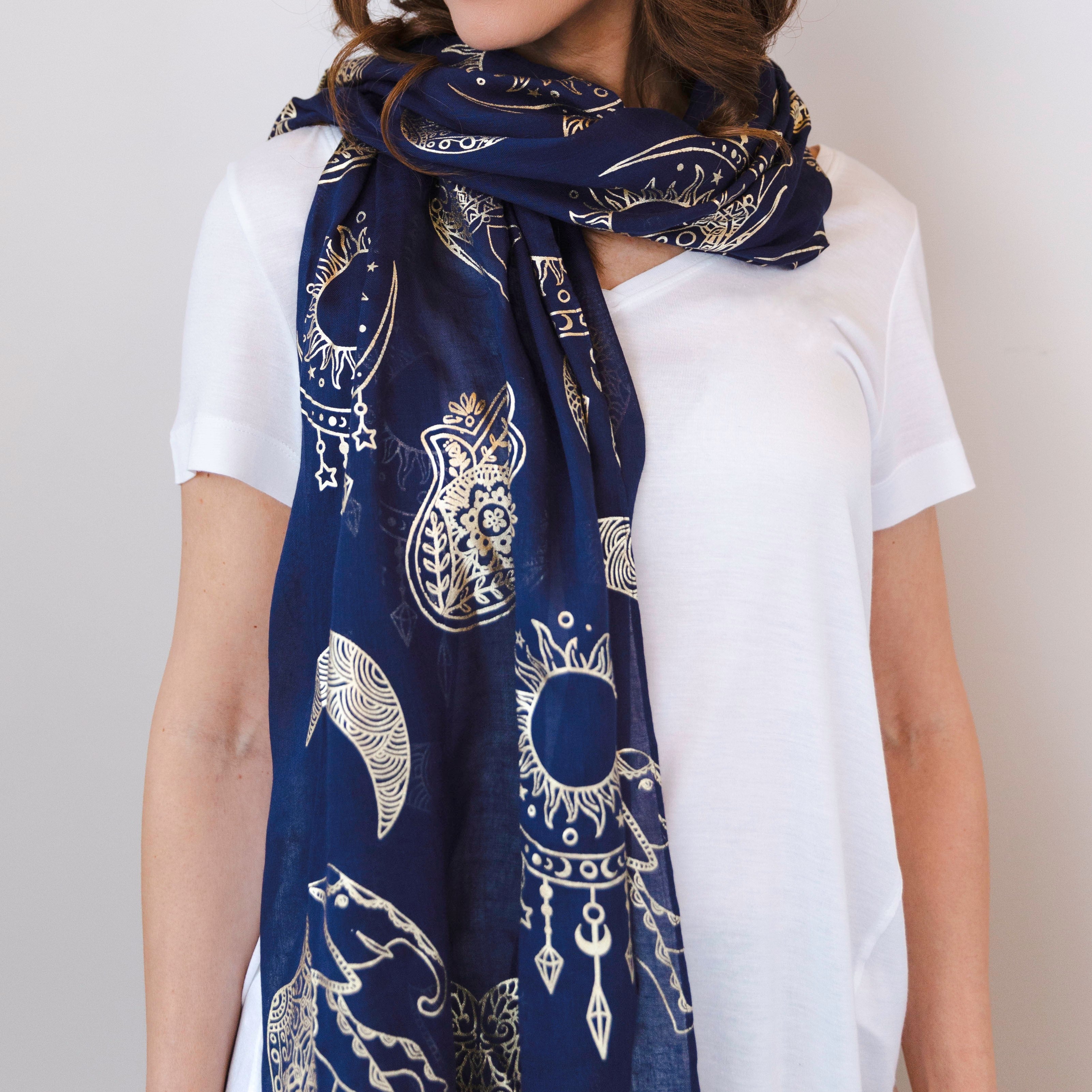 Bibi Bijoux Navy Festivity Scarf