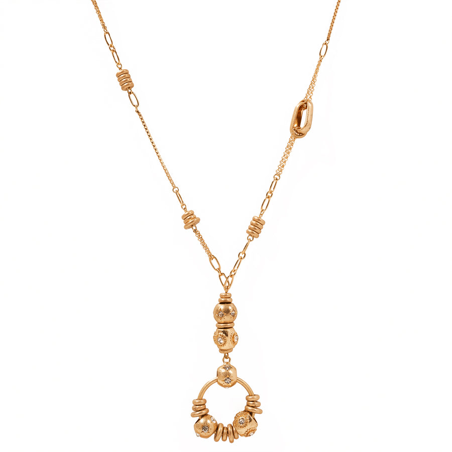 Gold 'Vintage Charm' Long Pendant Necklace