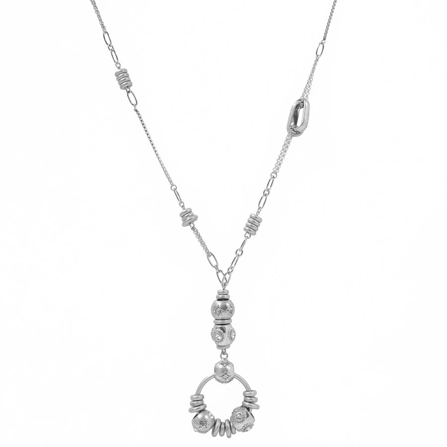 Silver 'Vintage Charm' Long Pendant Necklace