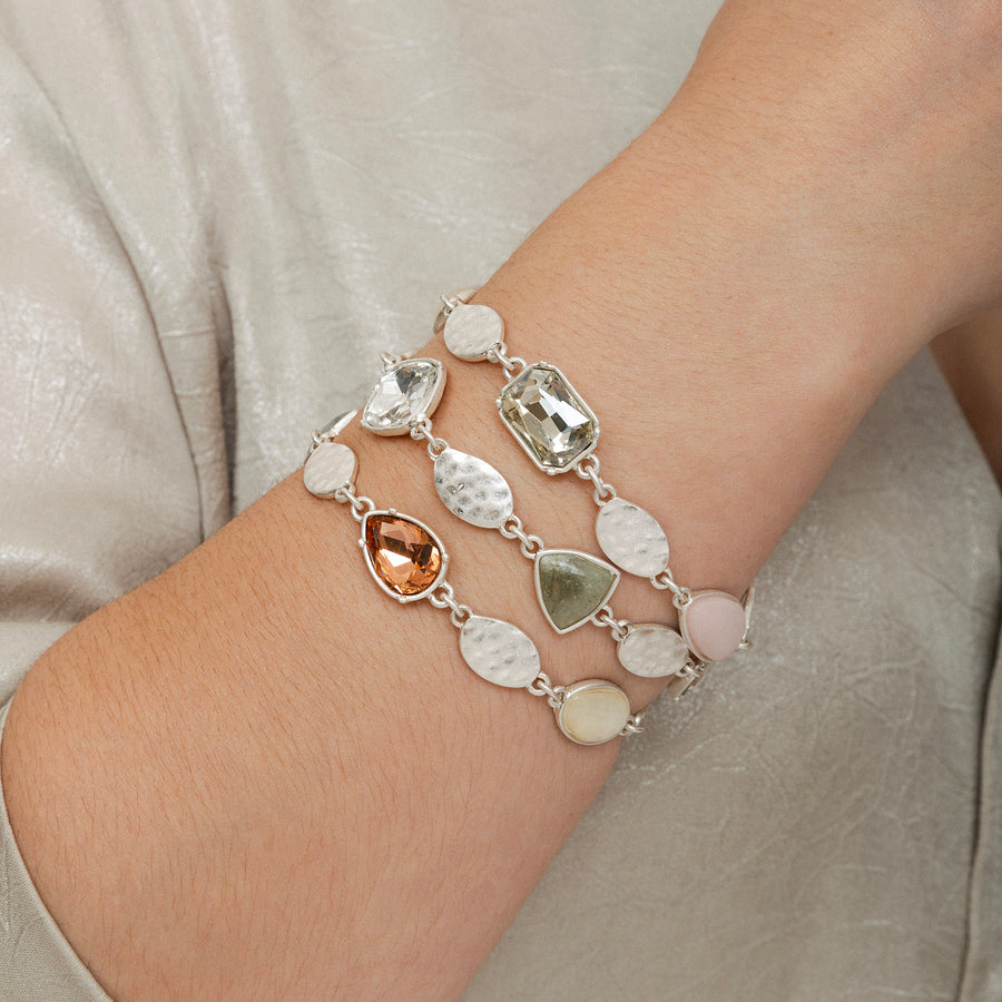 Silver 'Bejewelled' Layered Cuff Bracelet