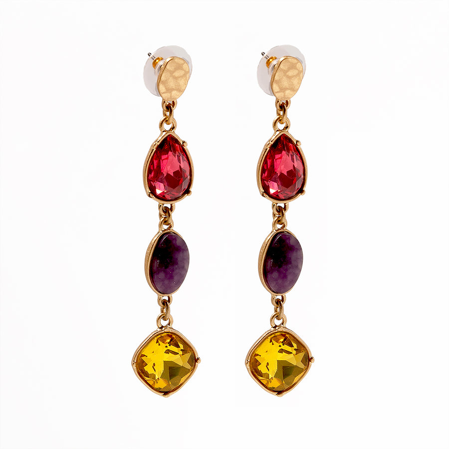 Gold 'Bejewelled' Statement Drop Earrings