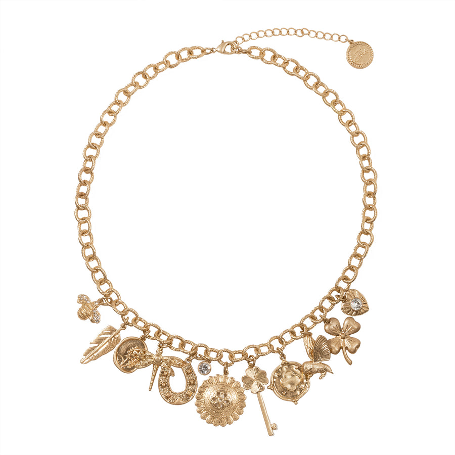 Gold 'Vintage Charm' Statement Necklace