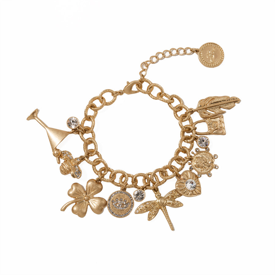 Gold 'Vintage Charm' Statement Bracelet