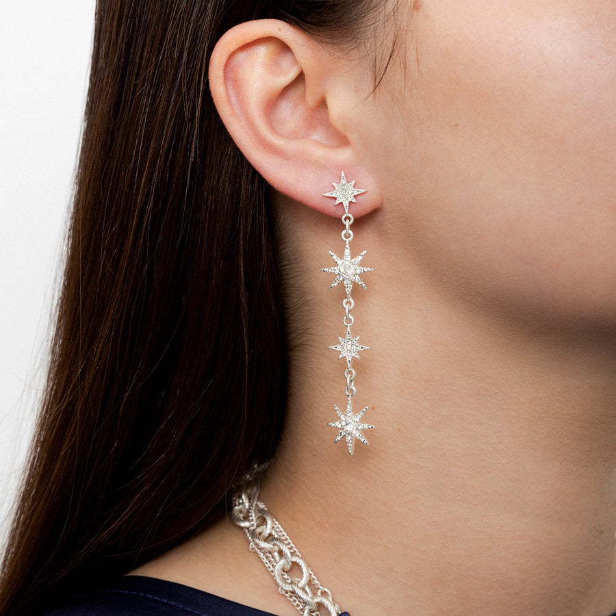 Silver 'Starstruck' Long drop Earrings