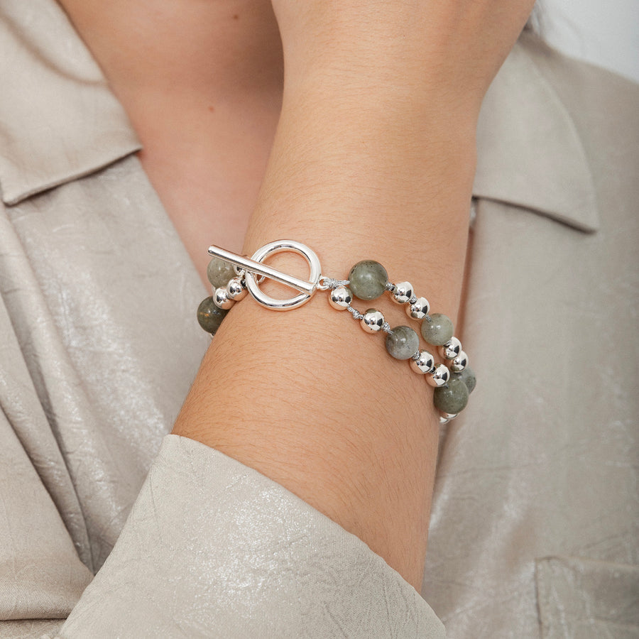 Silver 'Spheres Semi-precious' Bracelet