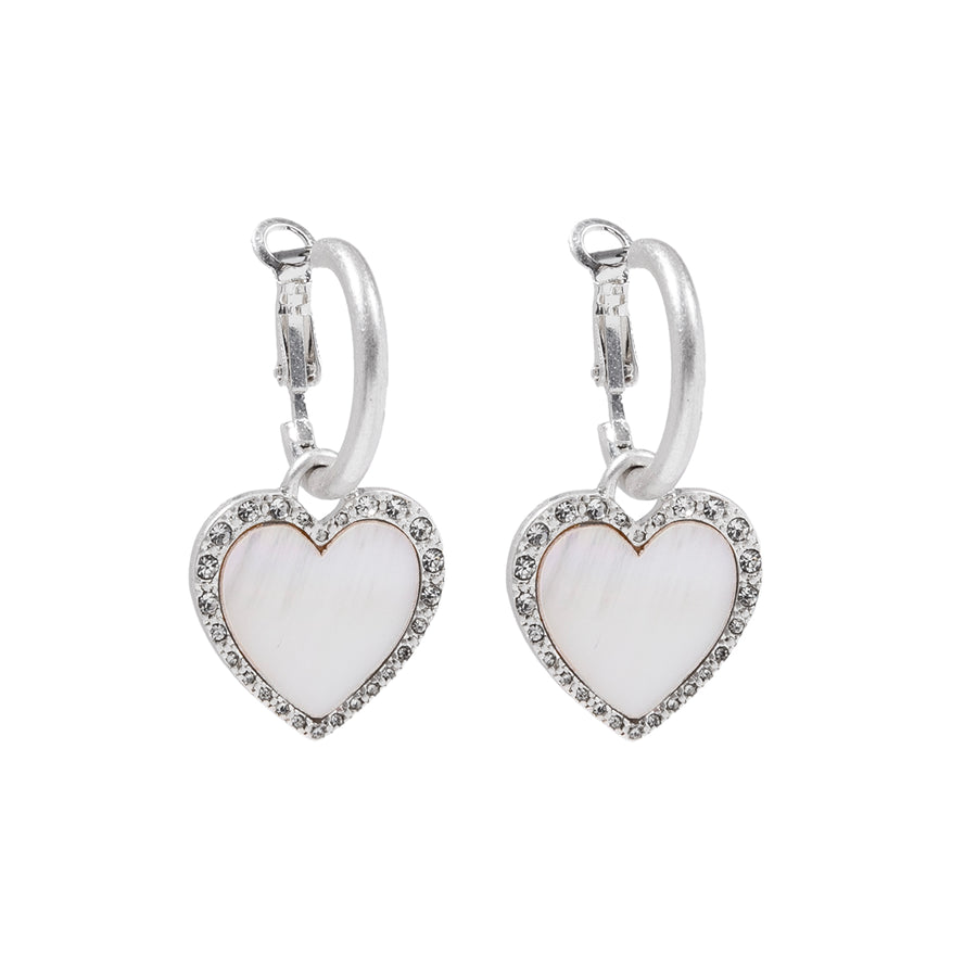 Silver 'A Love Story' Stone Heart Earrings