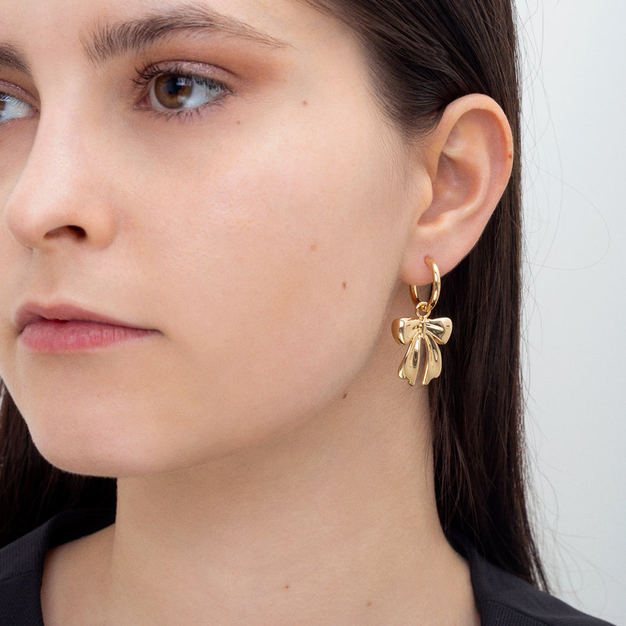 Gold 'Bow' Hoop Earrings