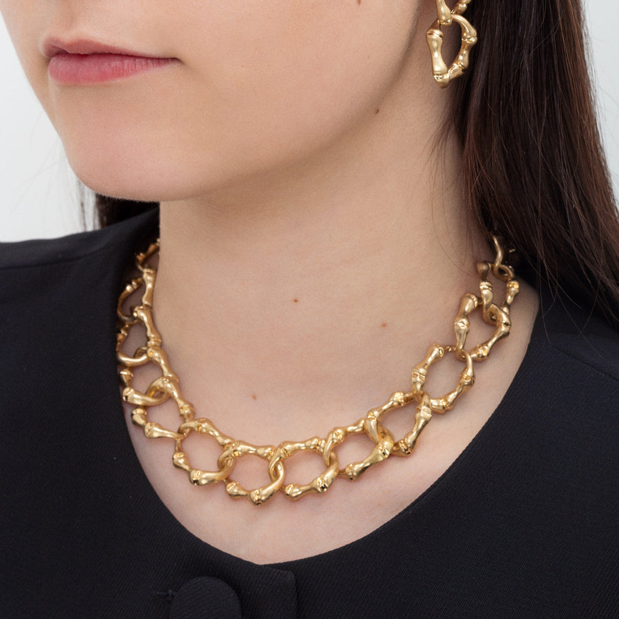 Gold 'Bamboo' Chain Necklace