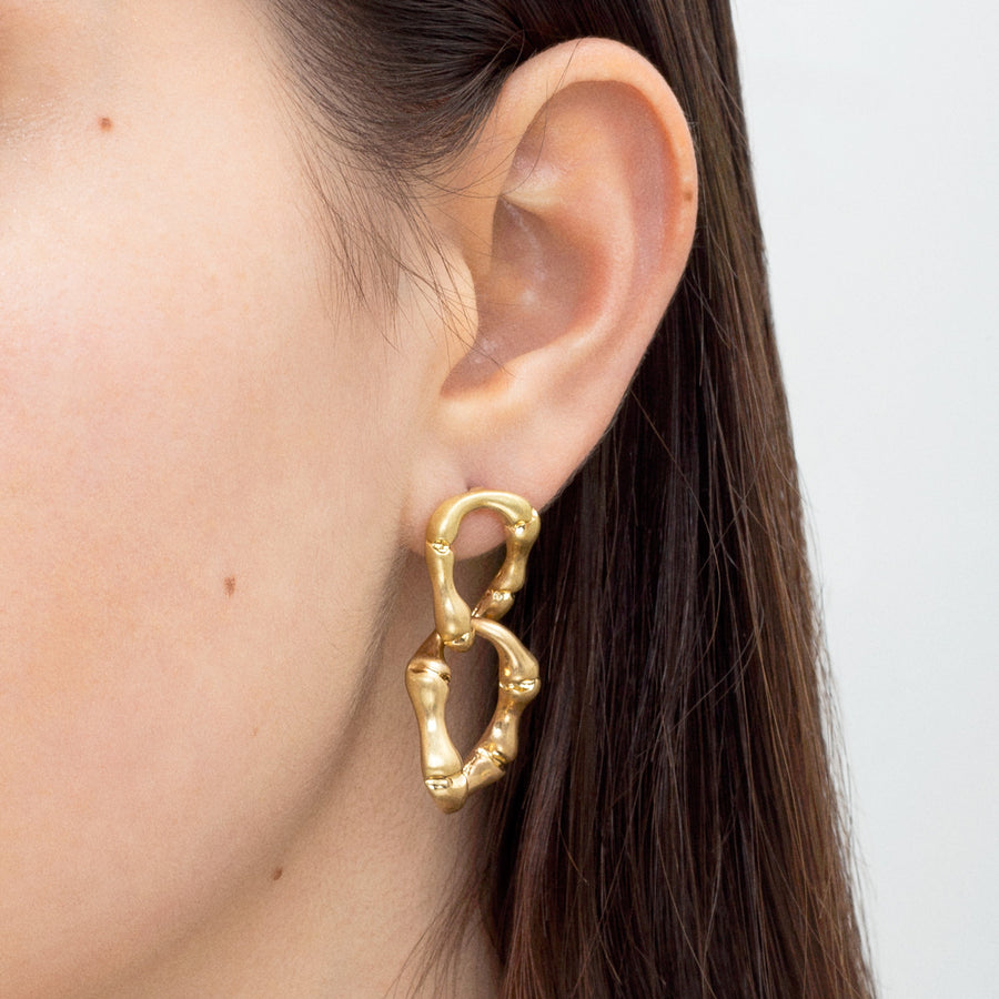 Gold 'Bamboo' Chain Earrings