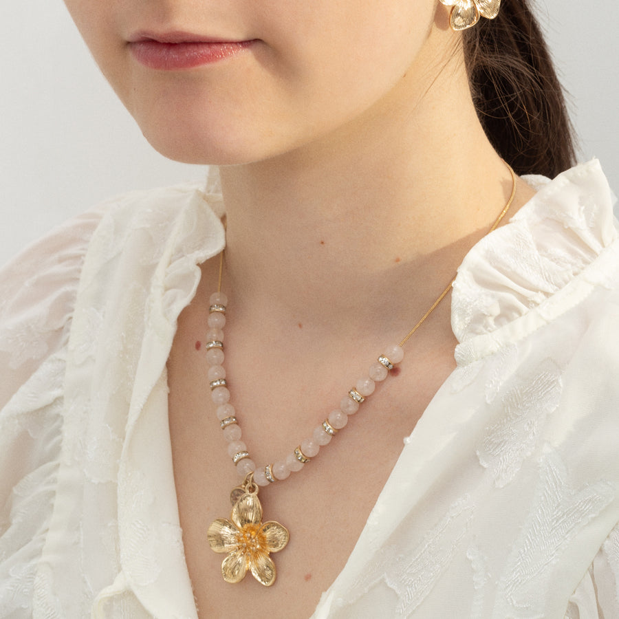 Gold 'Flower' Bead Necklace