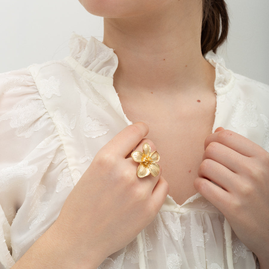 Gold 'Flower' Adjustable Ring